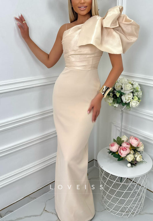 One Shoulder Sleeves Sleek Mermaid Evening Dress