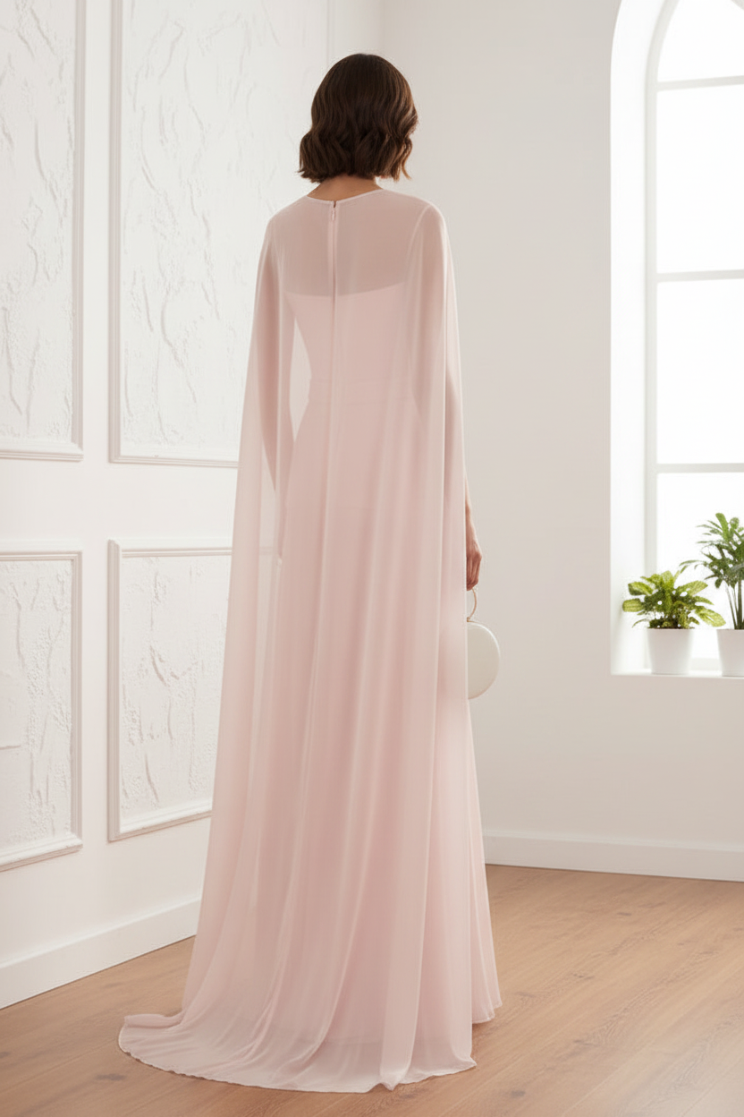 Scoop Long Sleeves Tulle  A-Line Evening Dress