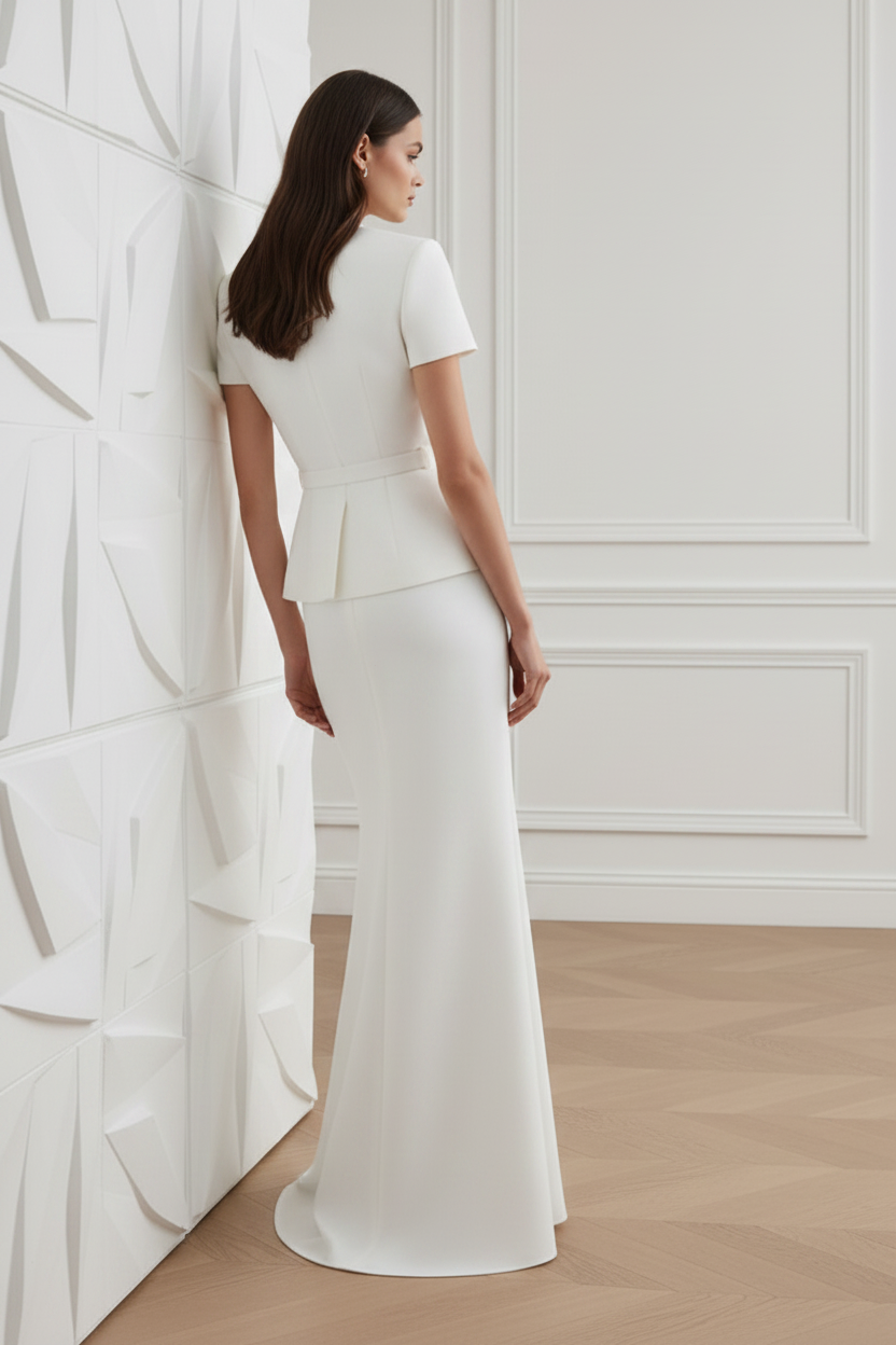 Cream Linen Cocktail Mermaid  Maxi Dress