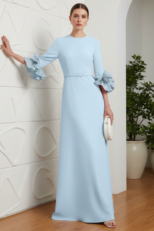Pale Blue Scoop A-Line Mother of Bride Dress