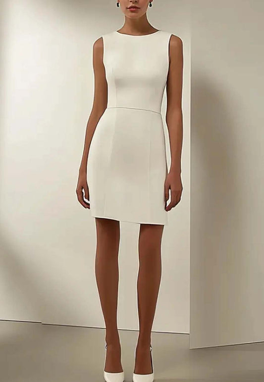 Party Work White Dress Sleeveless Asymmetrical Mini Dress