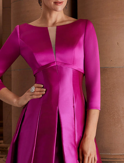 A-Line Cocktail Evening Dresses Minimalist Dress Party Dress Wedding Guest Tea Length 3/4 Length Sleeve