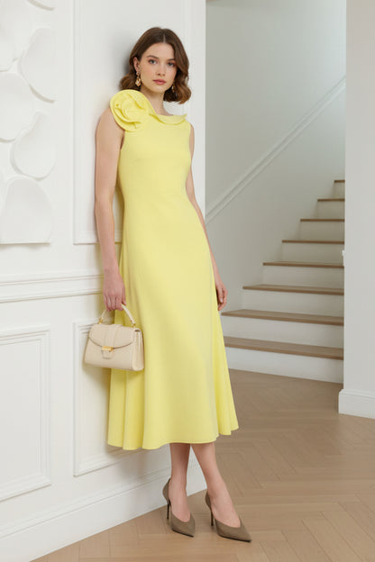 Flower Cocktail Dress Sleeveless Midi Dress