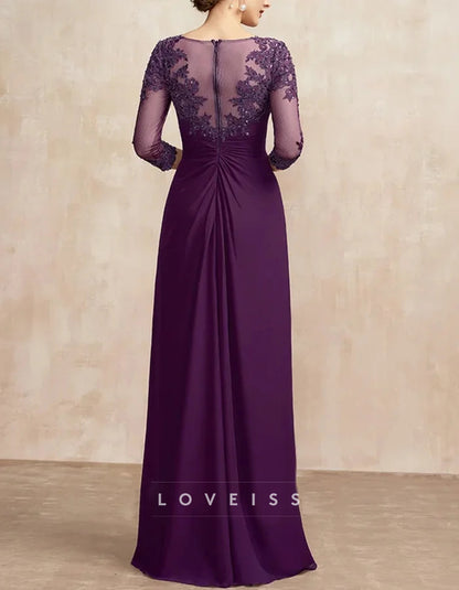 Round Neck Lace Solid Color Sequins Maxi Dress