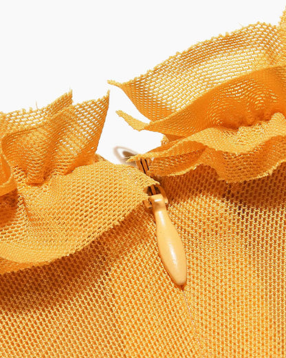 Ruffle Detail Ruched Maxi Dress Yellow