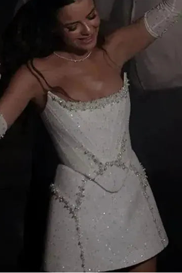 Modern Mini Straight Prom Dresses Sequin Beaded Crystal Sleeveless Evening Dress Strapless Backless