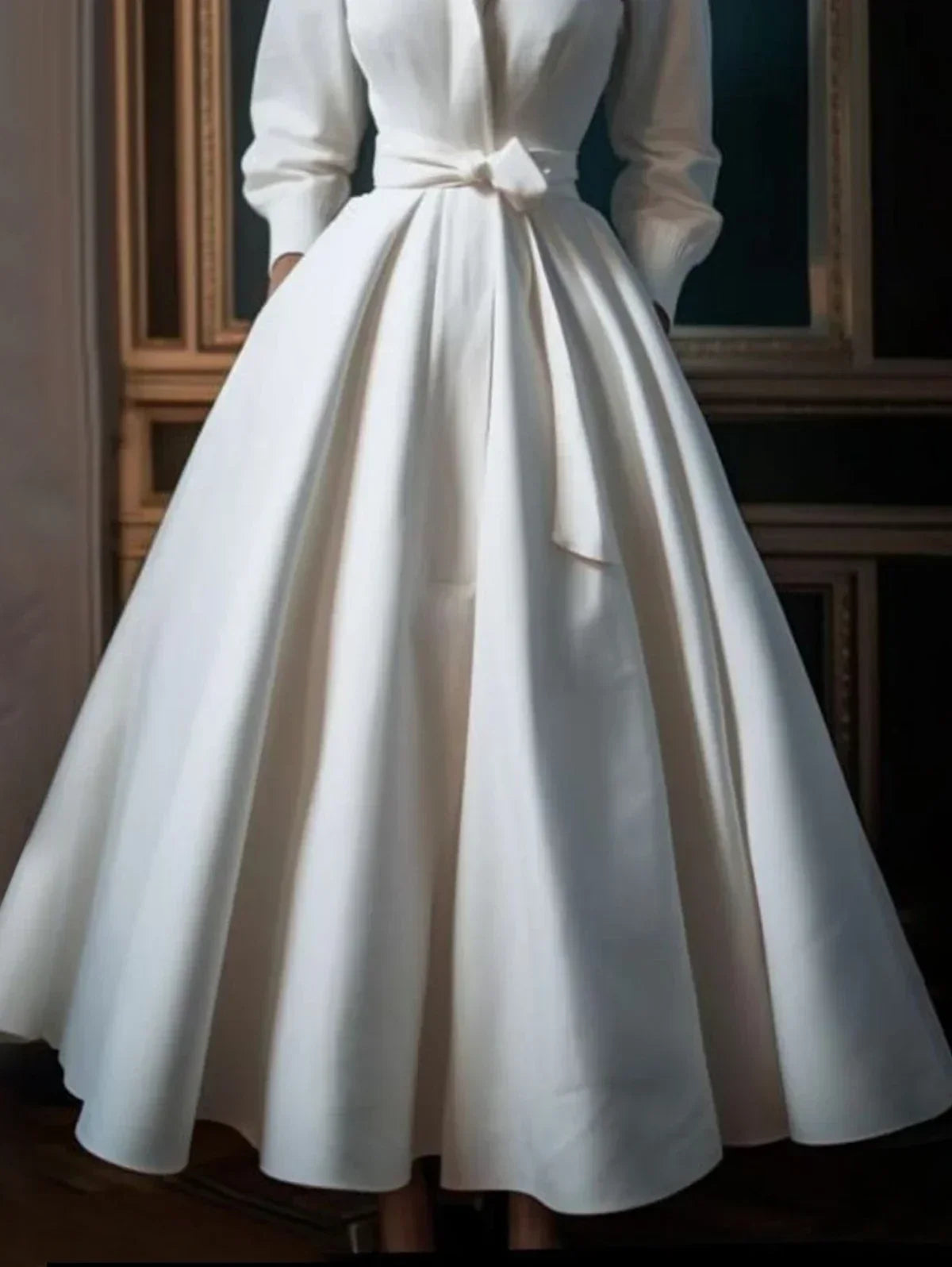 V-Neck A-Line Satin Formal Dress