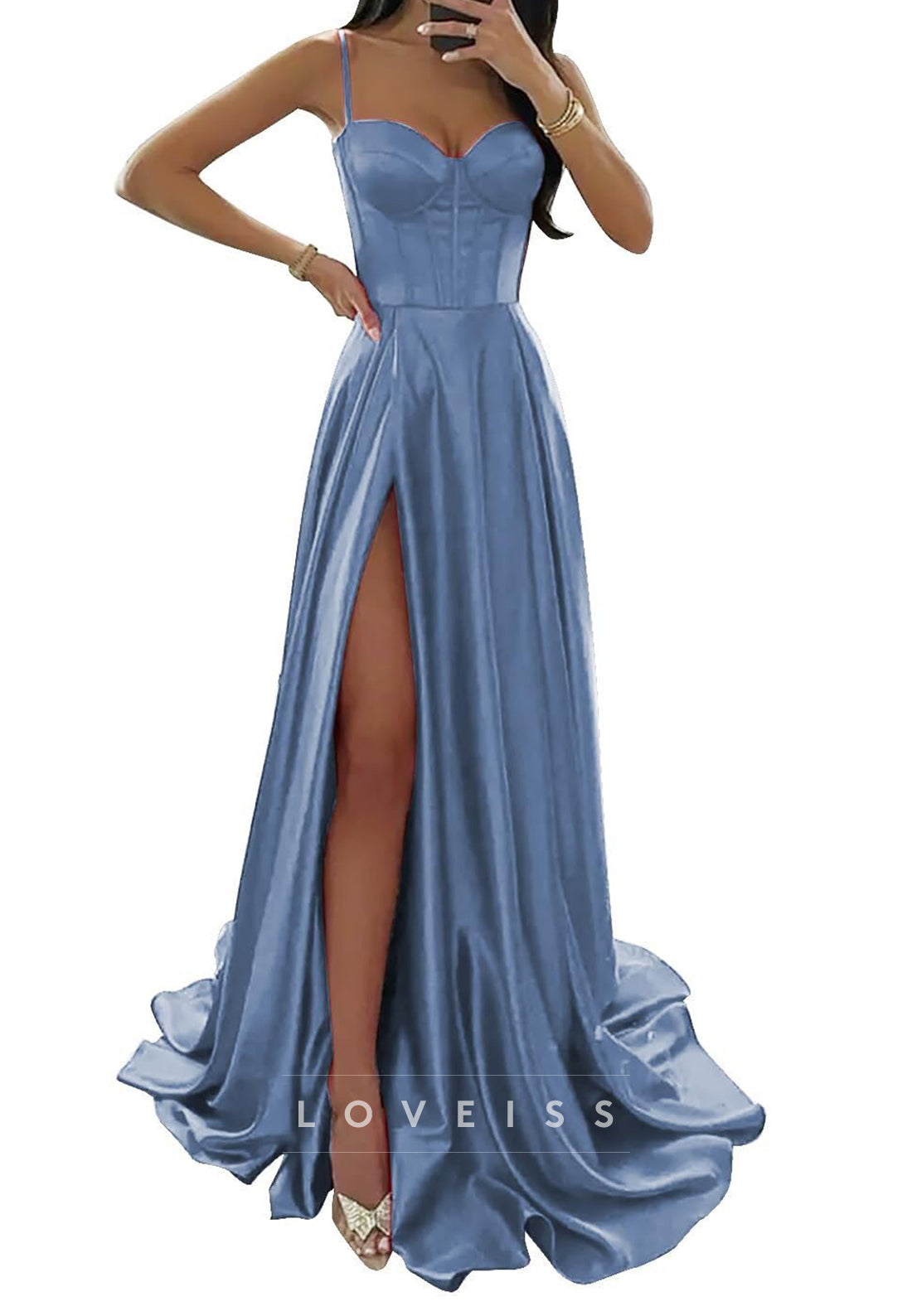 Sweetheart Sleeveless Straps Pleated A-Line Prom Dress