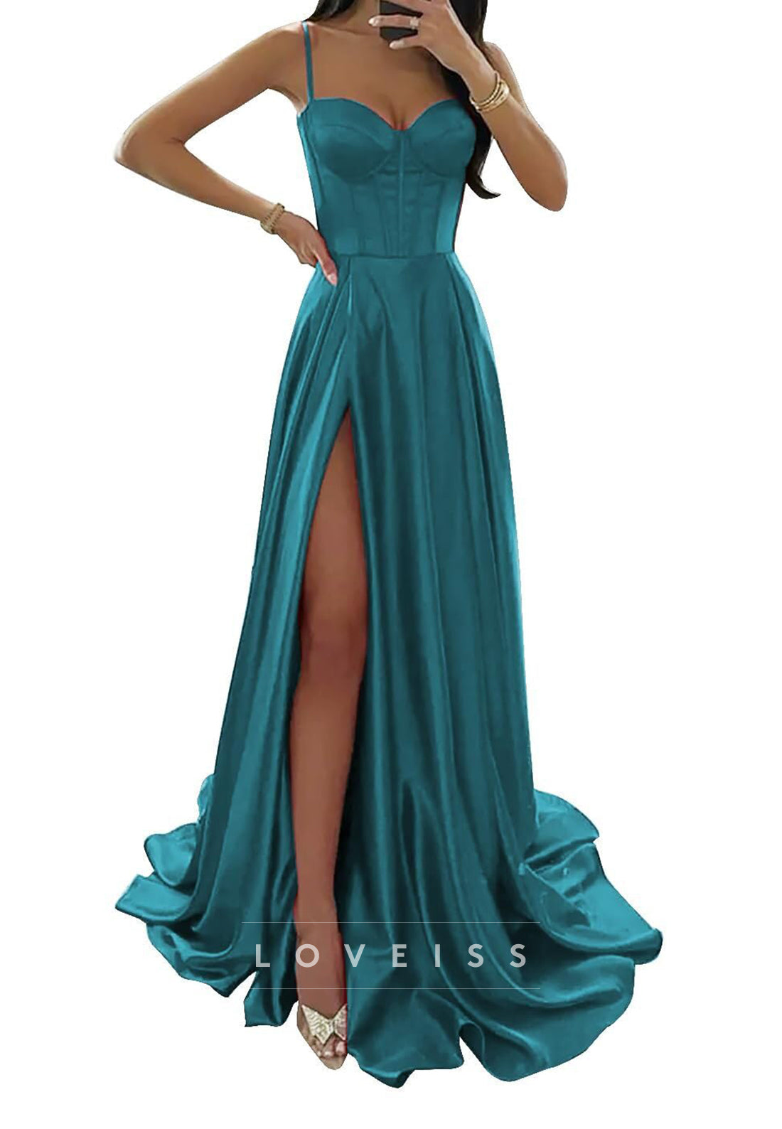 Sweetheart Sleeveless Straps Pleated A-Line Prom Dress