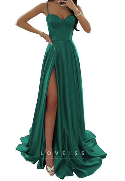 Sweetheart Sleeveless Straps Pleated A-Line Prom Dress