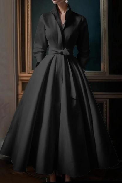 V-Neck A-Line Satin Formal Dress