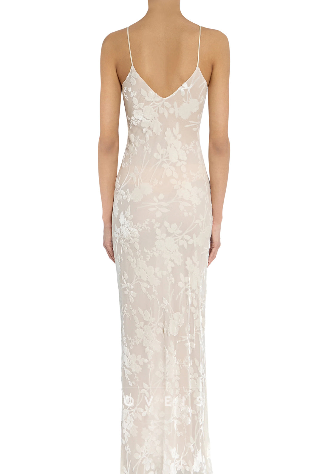 Scoop Appliques Spaghetti Straps Mermaid Wedding Dress