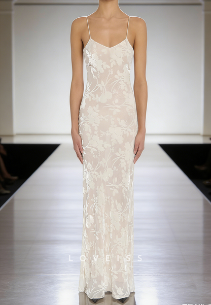 Scoop Appliques Spaghetti Straps Mermaid Wedding Dress