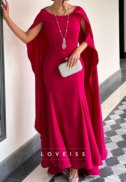 Scoop Long Sleeves Mermaid Simple Red Formal Dress