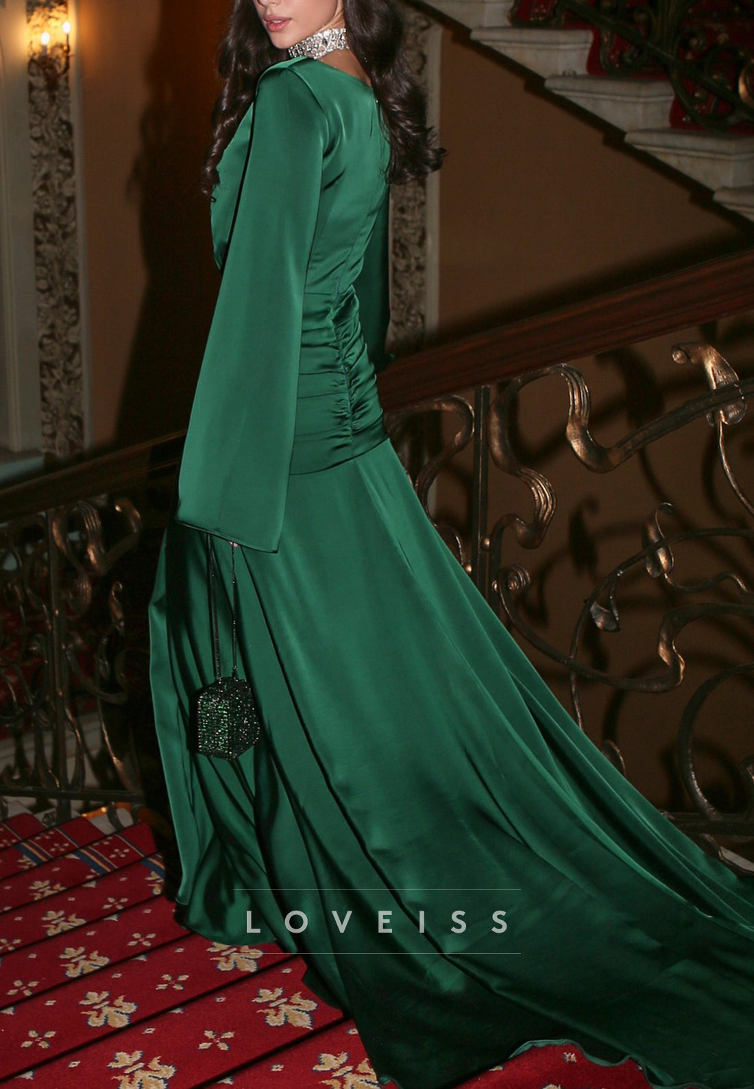 Scoop Long Sleeves Sleek A-Line Simple Evening Dress