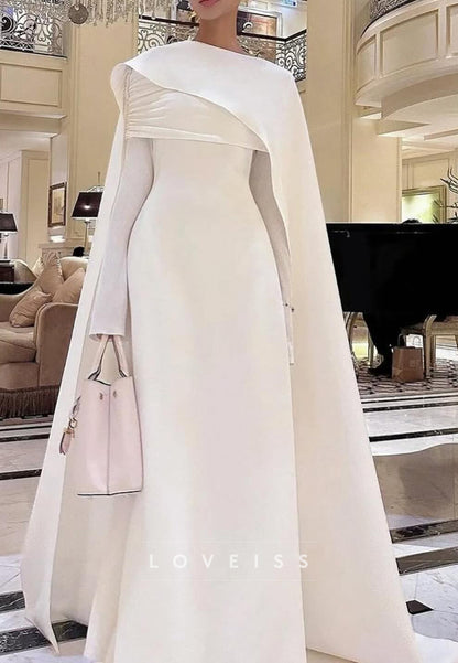 Scoop Long Sleeves Sleek Sheath Formal Dress