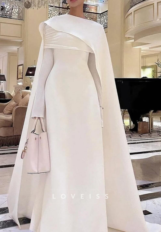 Scoop Long Sleeves Sleek Sheath Formal Dress