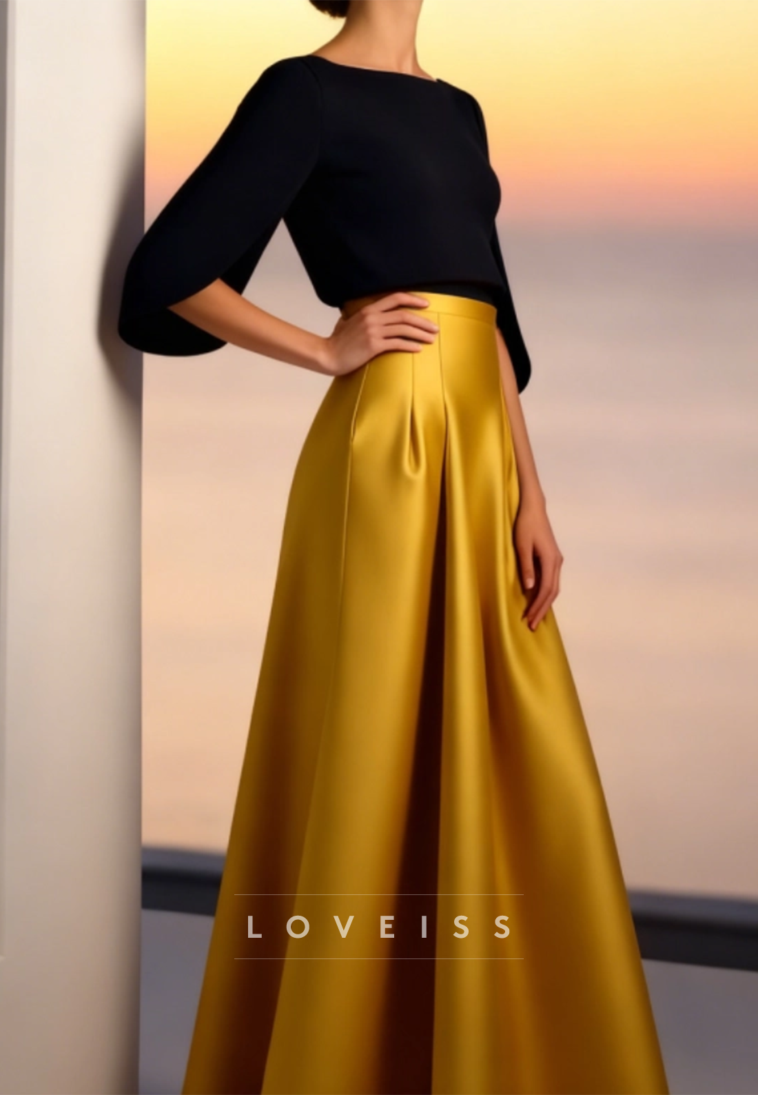 Scoop Short Sleeves Satin A-Line Evening Dress