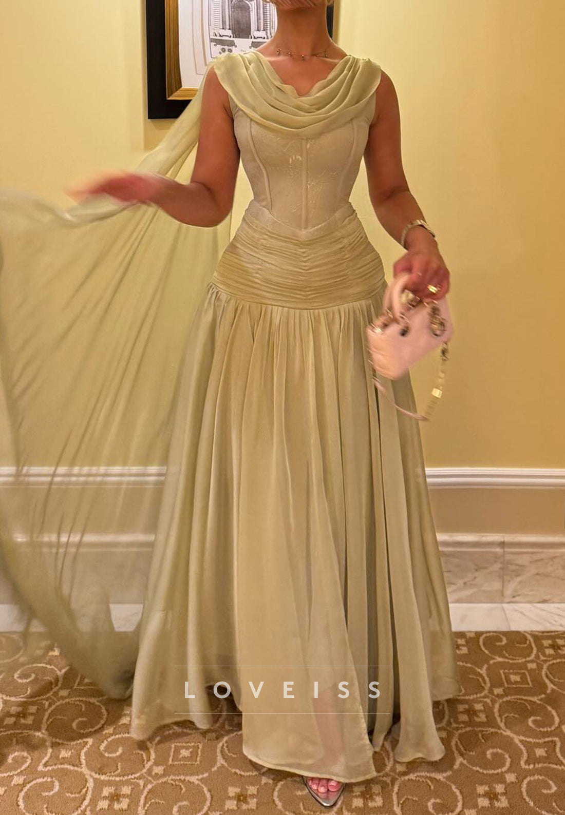 Scoop Sleeveless Corset Lace Appliques A-Line Evening Dress