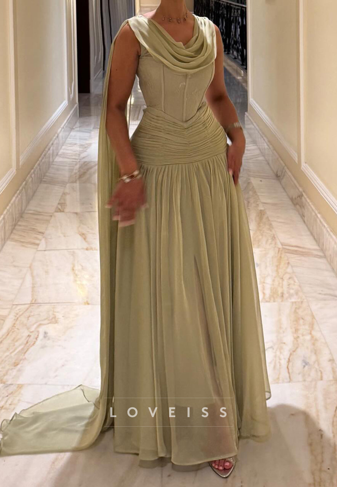 Scoop Sleeveless Corset Lace Appliques A-Line Evening Dress