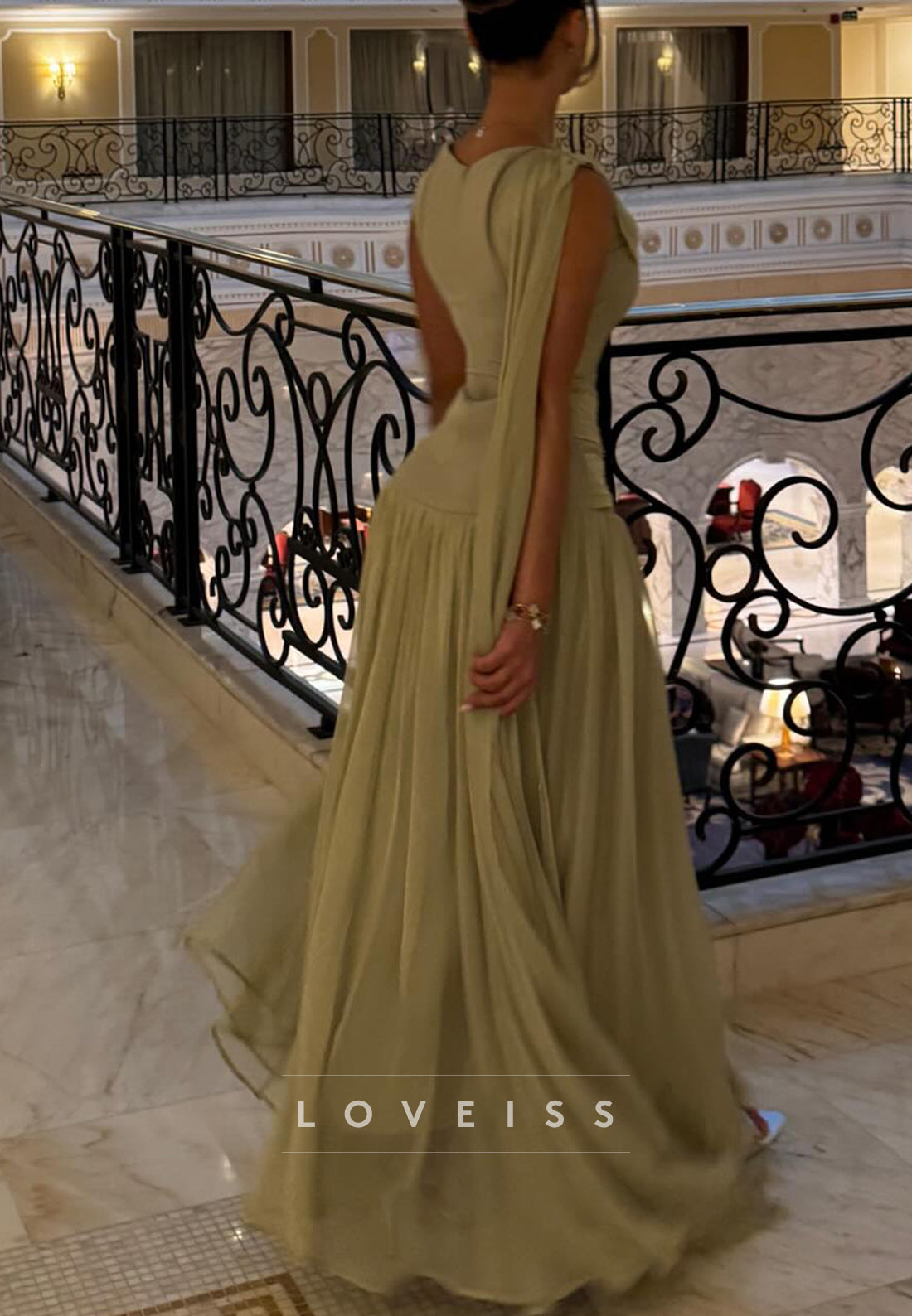 Scoop Sleeveless Corset Lace Appliques A-Line Evening Dress