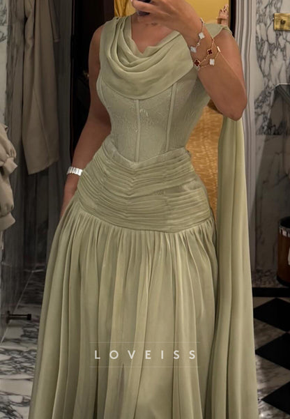 Scoop Sleeveless Corset Lace Appliques A-Line Evening Dress