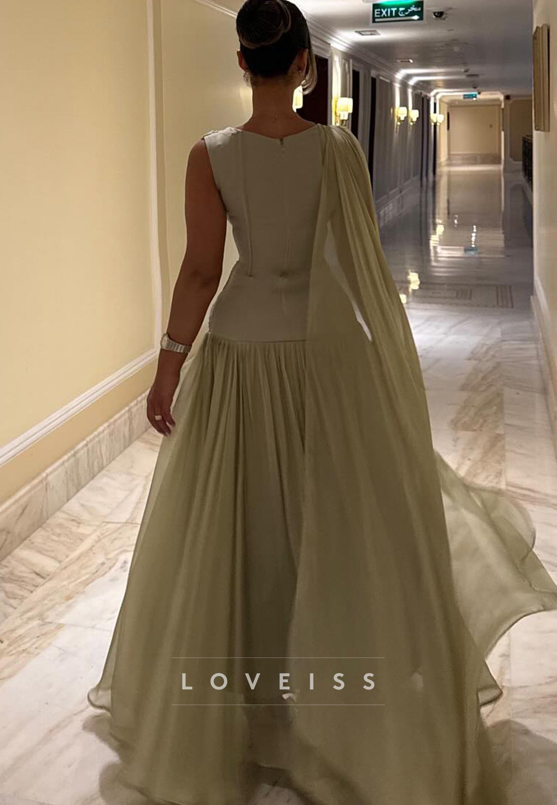 Scoop Sleeveless Corset Lace Appliques A-Line Evening Dress