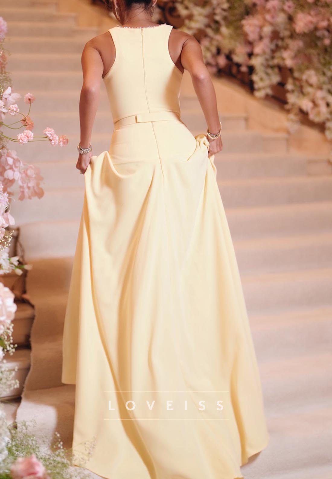 Scoop Sleeveless Floral Sleek A-Line Formal Dress