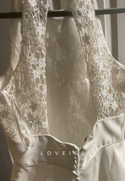 Scoop Sleeveless Lace Appliques A-Line Midi Wedding Dress
