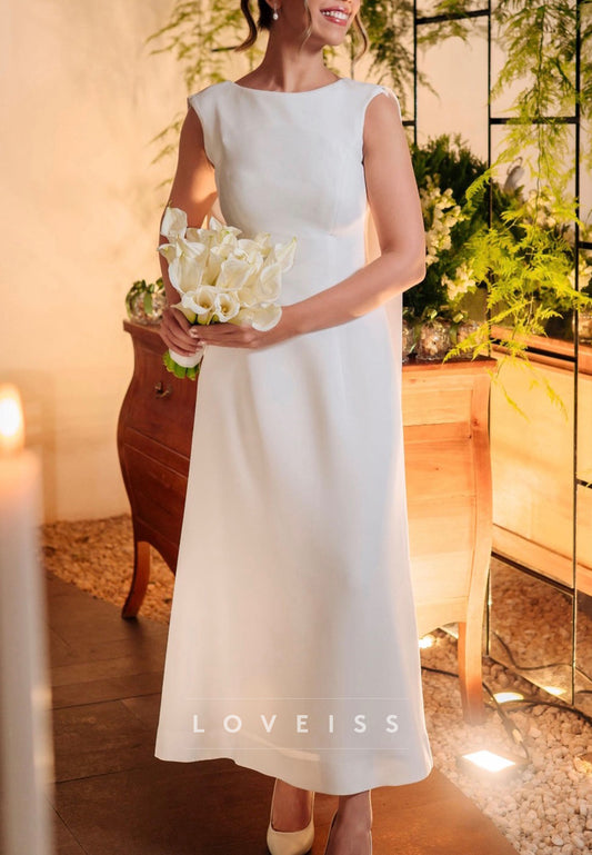 Scoop Sleeveless Simple A-Line Wedding Dress