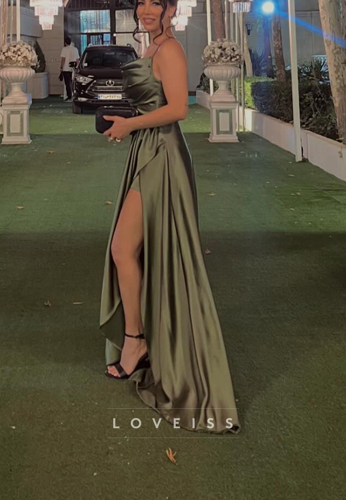 Scoop Spaghetti Straps Sleek A-Line Evening Dress