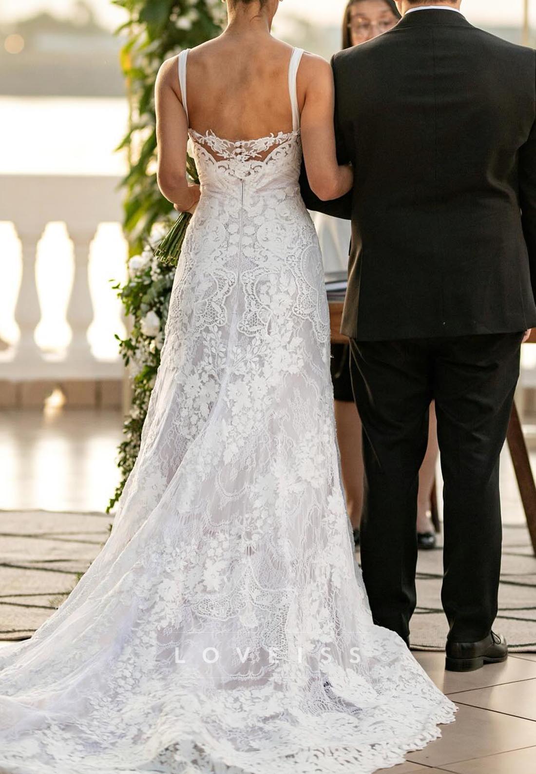 Scoop Straps Lace Appliques A-Line Wedding Dress