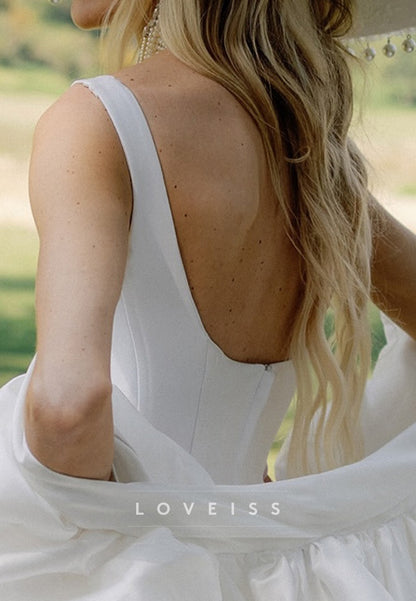 Scoop Straps Satin Short A-Line Wedding Dress