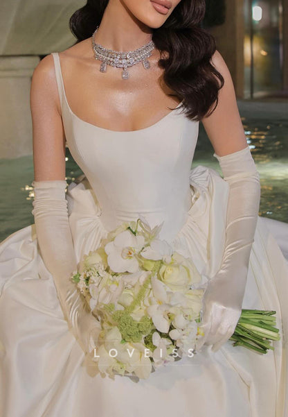 Scoop Straps Sleek Corset Satin A-Line Simple Wedding Dress