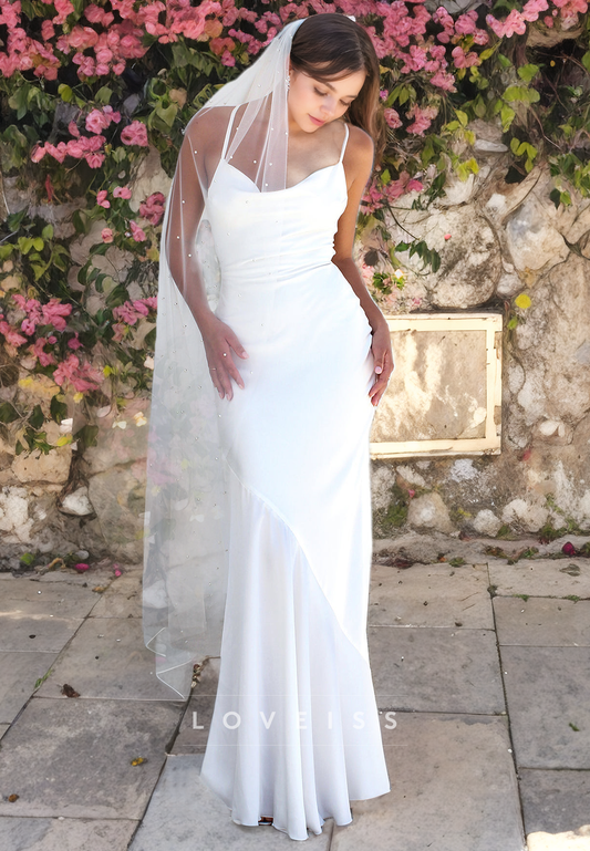 Scoop Straps Sleeveless Sleek Mermaid Beach Wedding Dress