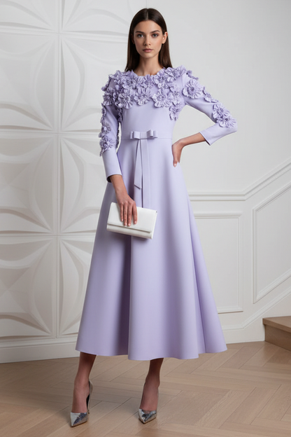 Scoop Long Sleeves Appliques A-Line Cocktail Dress