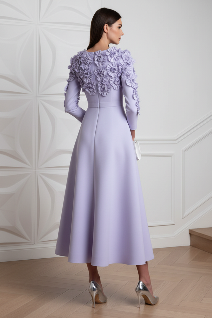 Scoop Long Sleeves Appliques A-Line Cocktail Dress