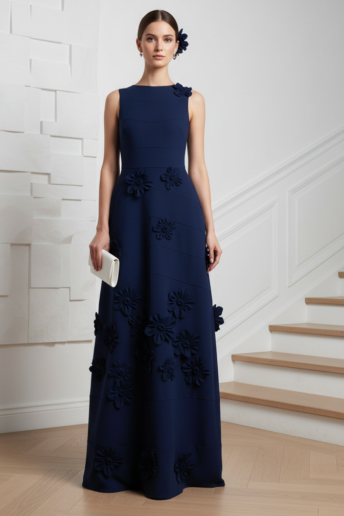Scoop Appliques Sheath Cocktail Dress