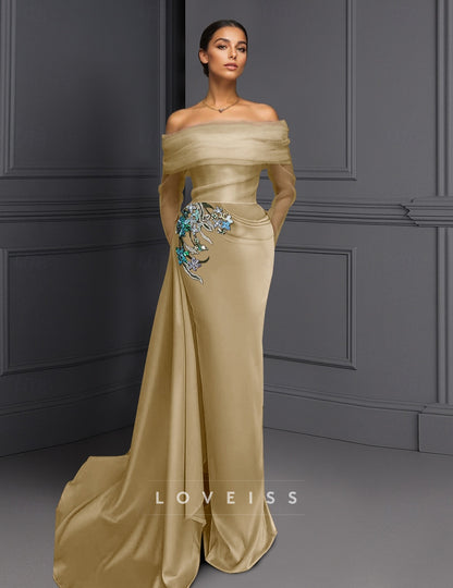 Sheath Column Floor Length Evening Gown Ball Gown with Overskirt Formal Dress