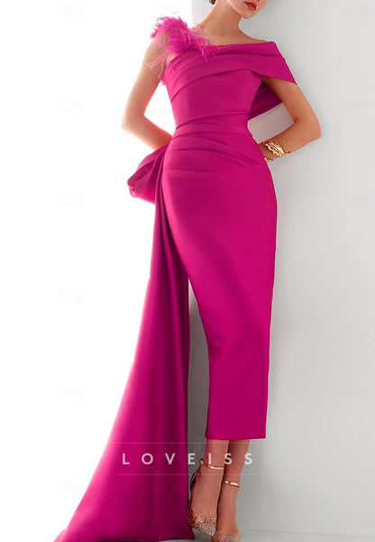 Sheath  Sweep Train Evening Gown Ball Gown with Overskirt Formal Dress