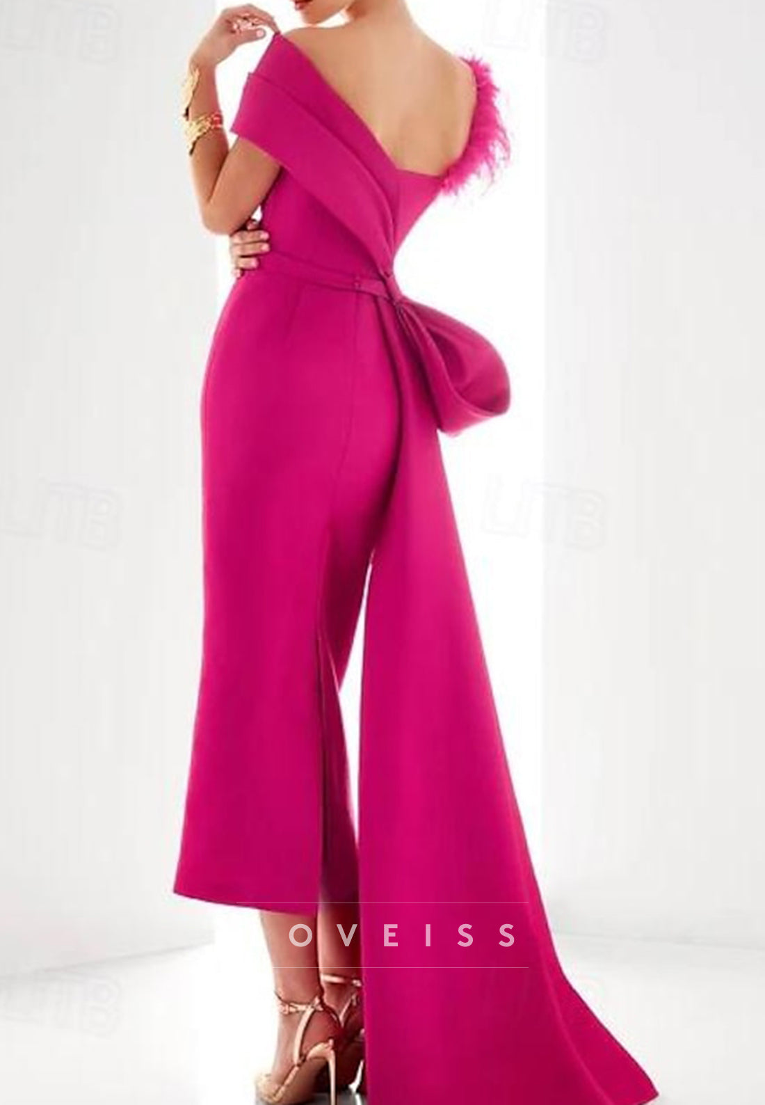 Sheath  Sweep Train Evening Gown Ball Gown with Overskirt Formal Dress