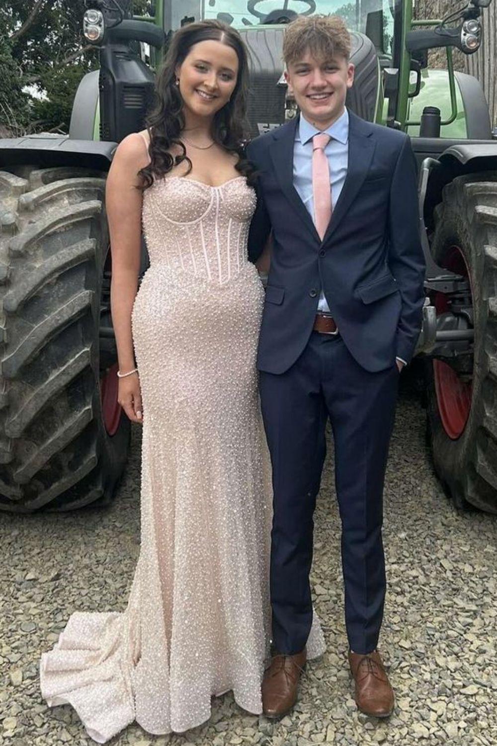 Shiny Light Blue Mermaid Spaghetti Straps Long Beaded Prom Dress