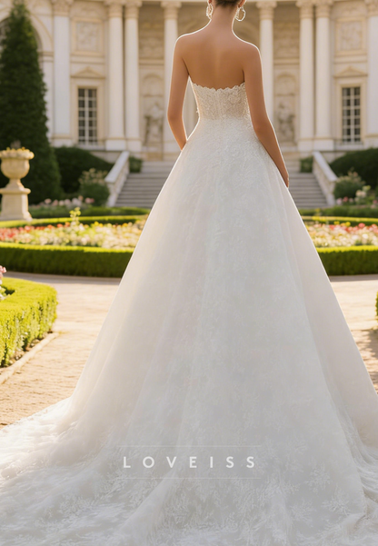 Square Long Sleeves Lace Appliques A-Line Wedding Dress