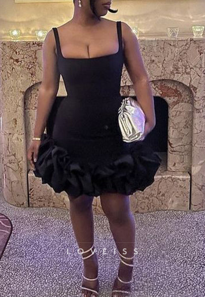 Square Ruched Straps Bodycon Party Homecoming Dress