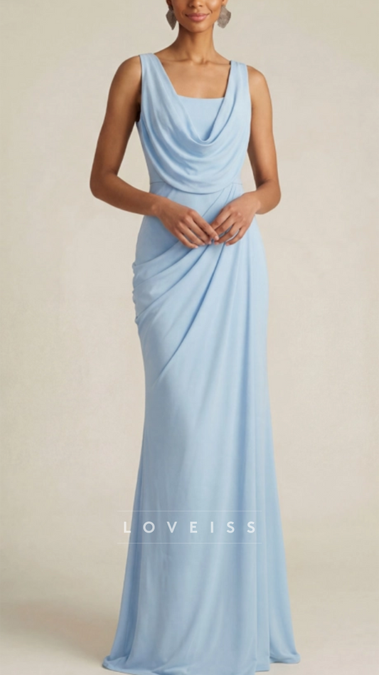 Square Sleeveless Mermaid Blue Wedding Guest Dress