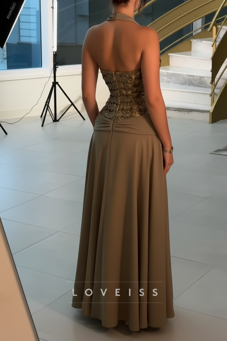 Square Straps Beaded Prom Dress Satin A-Line Evening Dress