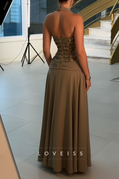 Square Straps Beaded Prom Dress Satin A-Line Evening Dress