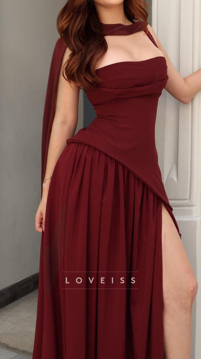 Square Straps Corset Pleated A-Line Prom Dress