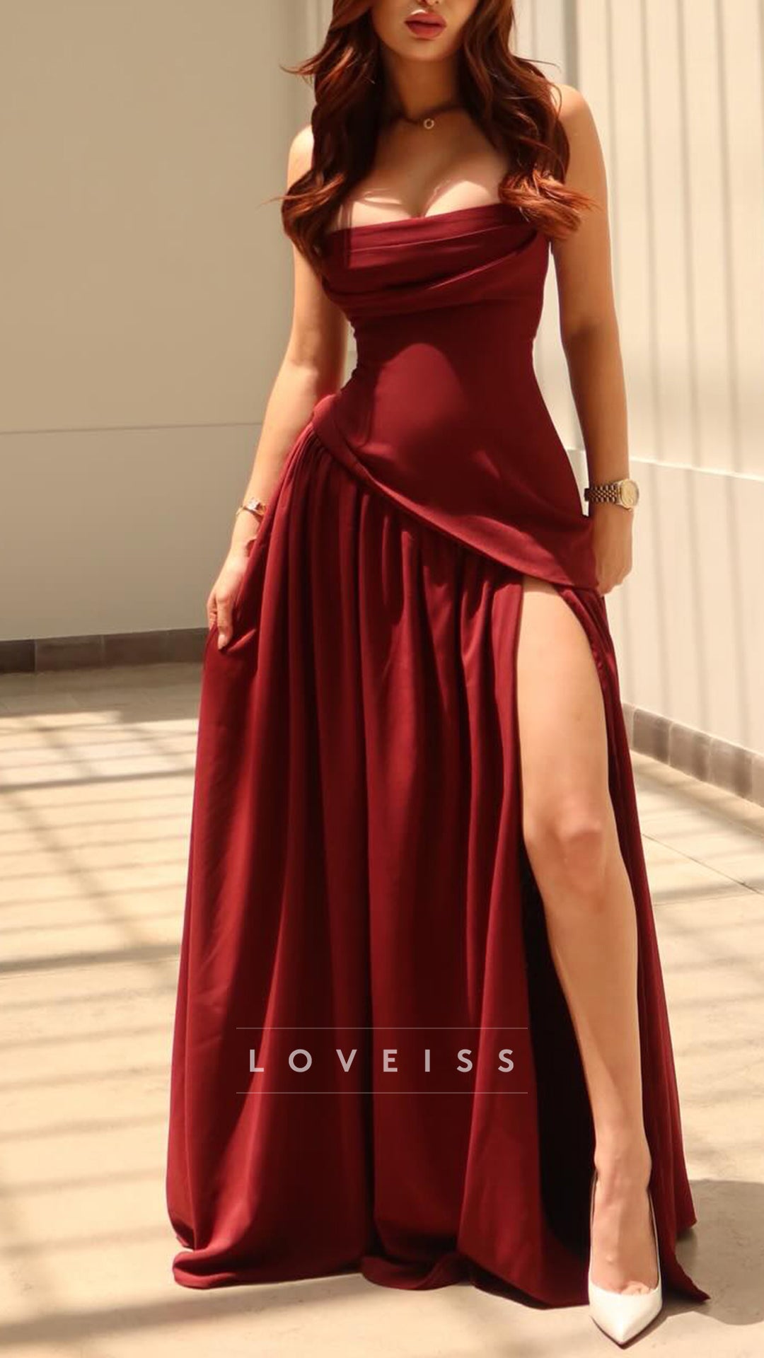 Square Straps Corset Pleated A-Line Prom Dress