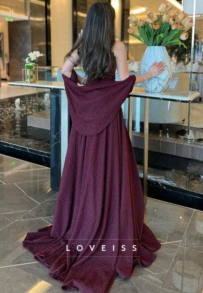 Straight Across Sleeveless Pleated A-Line Evening Dress